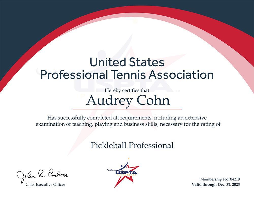 USPTA Certified Pickleball Professional